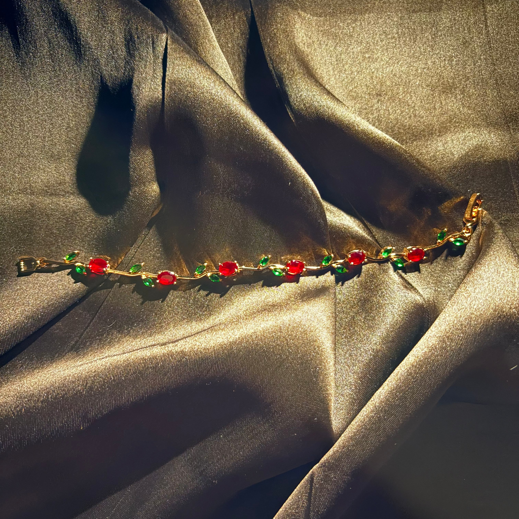 Red and Green Tulip Bracelet