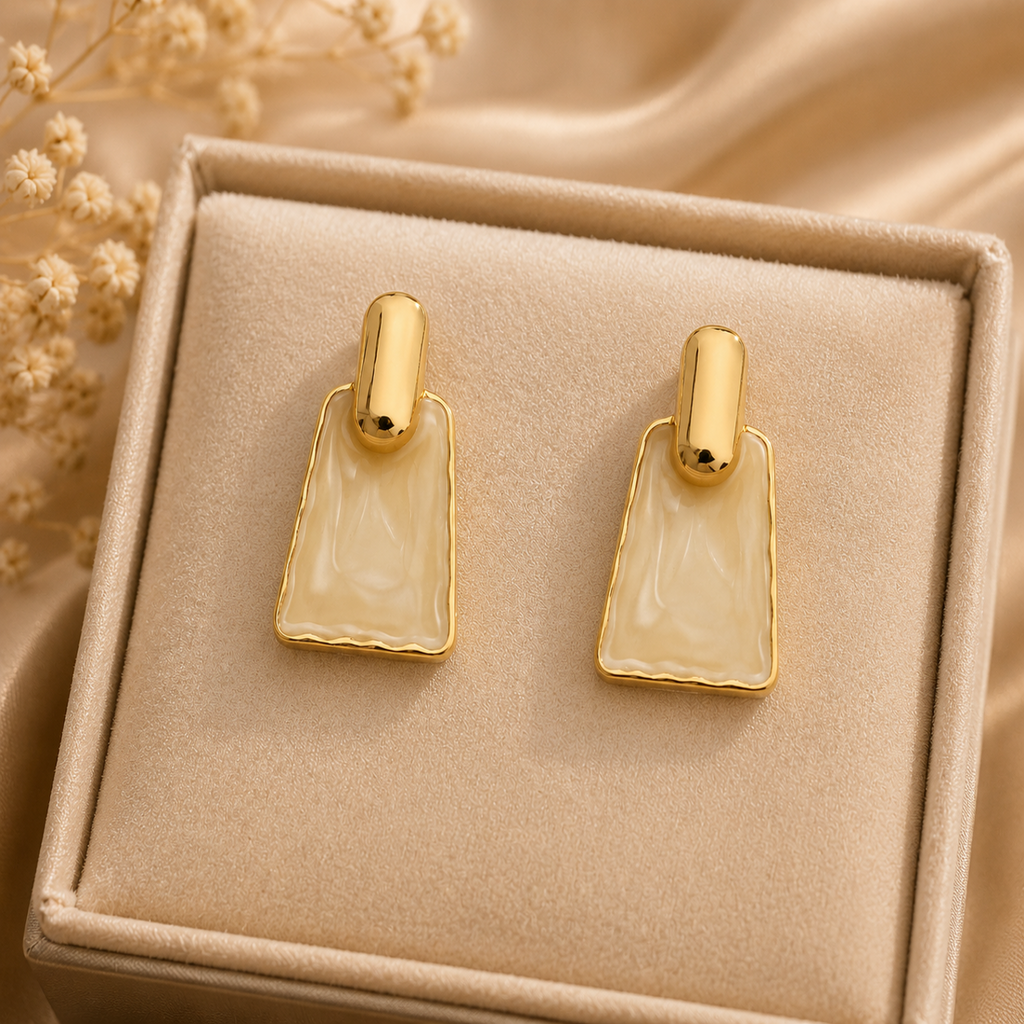 White Square Earring