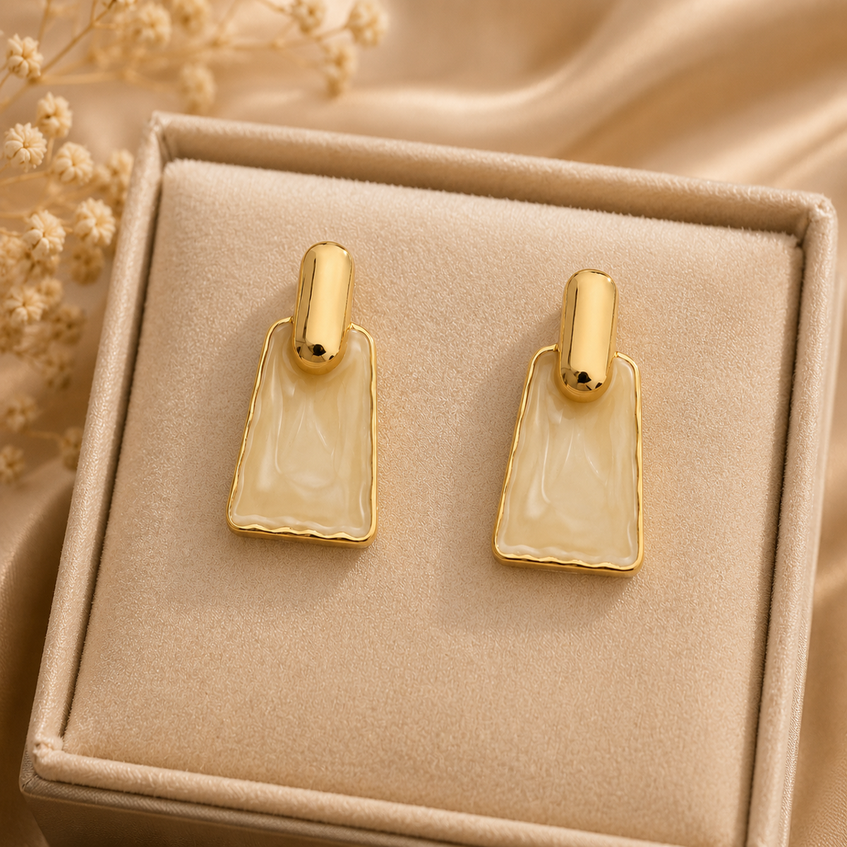 White Square Earring