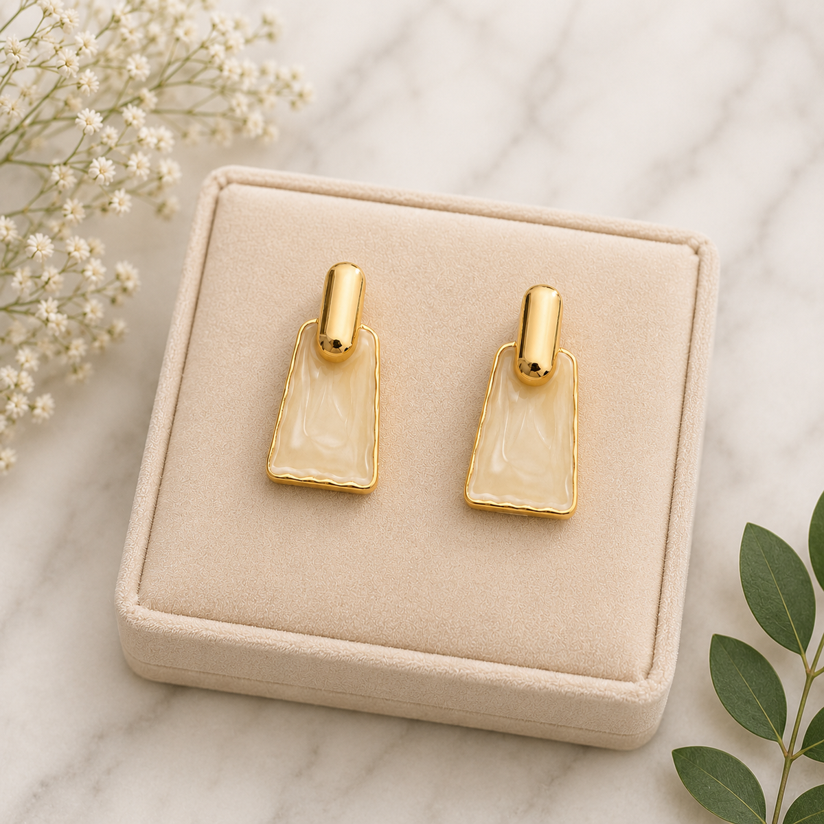 White Square Earring